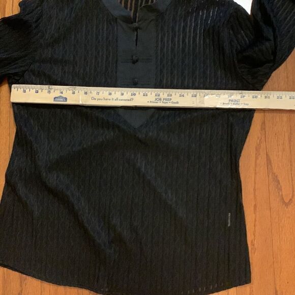 Roberts Lewis New York London and Paris Size XL black longsleeve sheer blouse - Picture 5 of 9